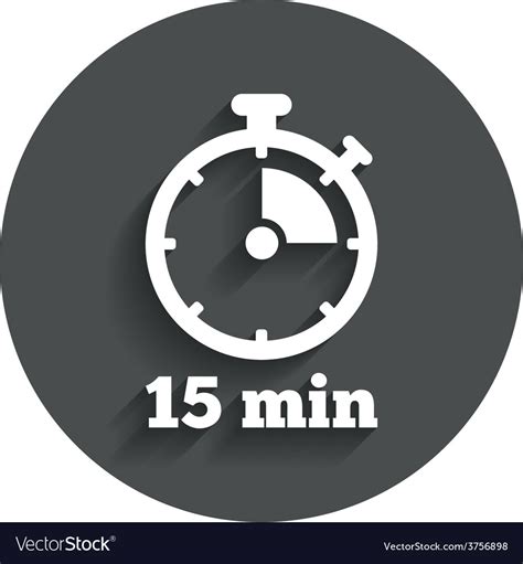 Timer Sign Icon 15 Minutes Stopwatch Symbol Vector Image