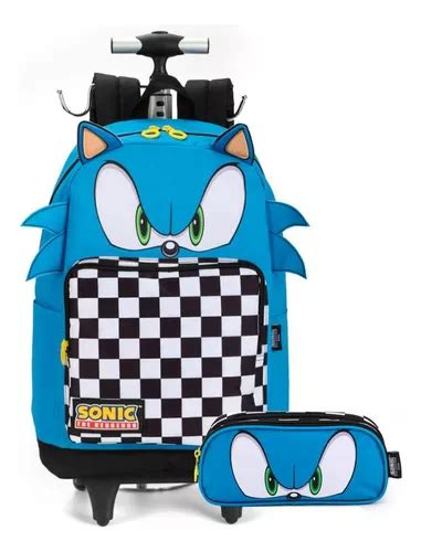 Mochila Con Ruedas Sonic Double Case Con Orejas Azules Mercadolibre