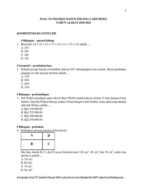 Latihan Soal Masuk Sma Edukasinewss