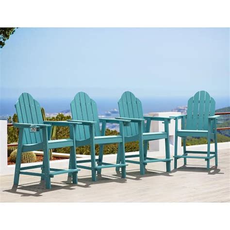 Lue Bona Hampton Lake Blue Plastic Patio Tall Adirondack Chair Weather