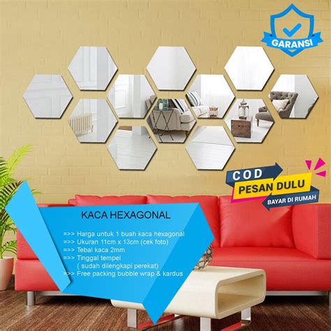 Jual Kaca Hexagonal Ukuran Cm X Cm Cermin Asli Bukan Stiker Tebal