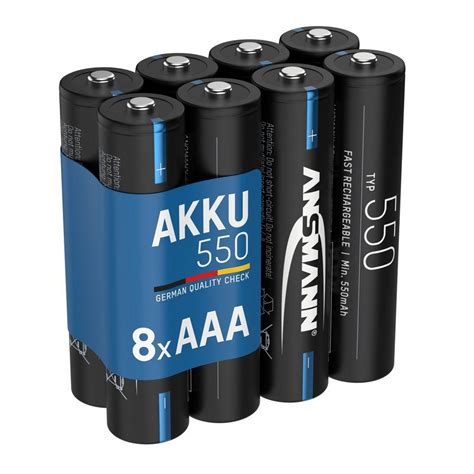 Ansmann Ag Akku Aaa 550 Mah Ni Mh 12v 8 Stück Geringe Selbstentladung Akku 550 Mah 12 V