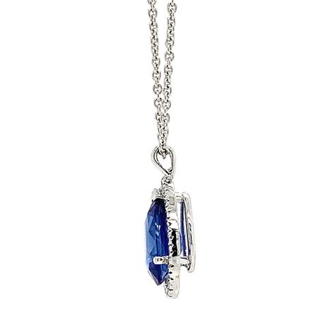 Ceylon Blue Sapphire Pear Shaped Halo Pendant Waldemar Jewellers