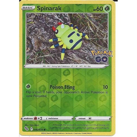 Pokemon Trading Card Game 006078 Spinarak Common Reverse Holo Card Pokemon Go Trading