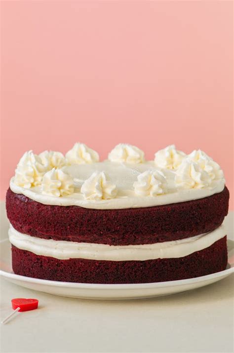 Red Velvet Cake With Cream Cheese Frosting Stock Image Image Of Party Cream 107735287