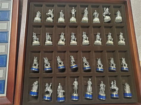 Franklin Mint Civil War Chess Set Pewter Enamel National Historical