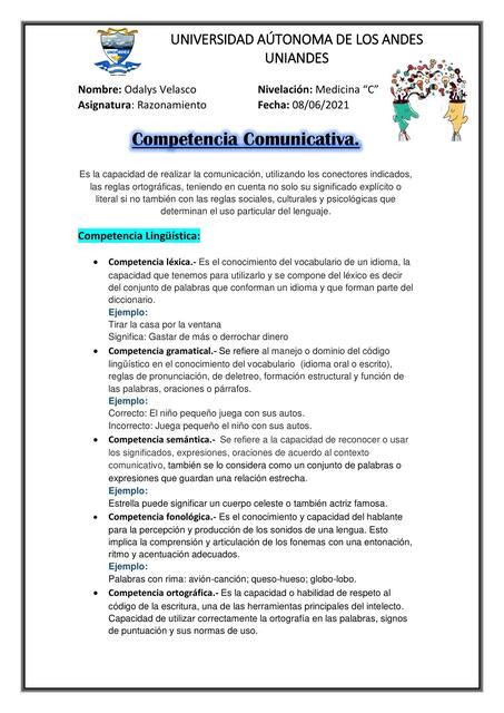 Competencia Comunicativa Odalys Velasco Udocz