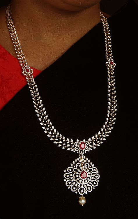 Dn K Gold In Diamond Long Necklace With Color Stones