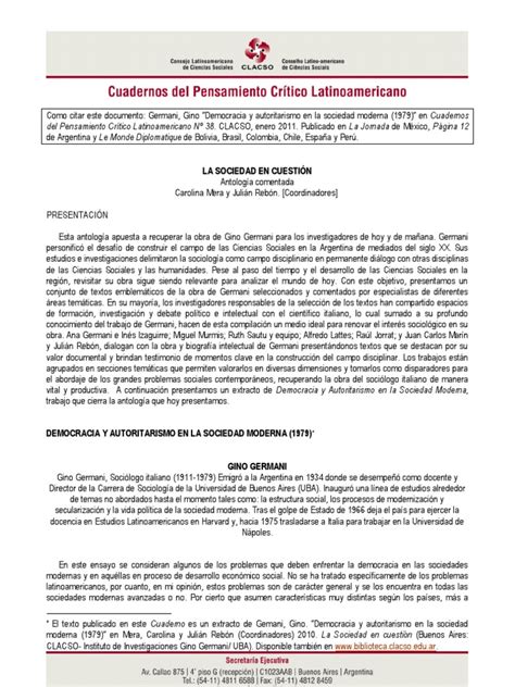 PDF Cuadernos del Pensamiento Crítico Latinoamericano Nº38 Democracia