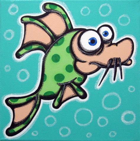 fRENcY tha FiSH - 12x12 original acrylic painting on canvas for baby or ...