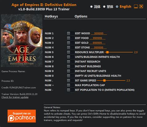 Age Of Empires Ii Definitive Edition Trainer 13 V1 0 Build 33059