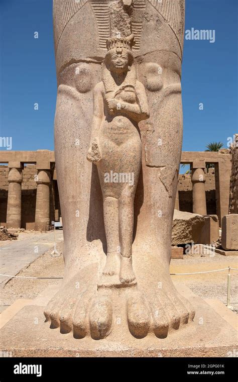 The Statue Of Ramses Ii With His Daughter Merit Amon In The Temple Of Amun Ra In Karnak Luxor