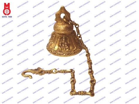 Golden Brass Temple Bell With 4 Ganesh And Chain At Best Price In New Delhi Id 1243948691