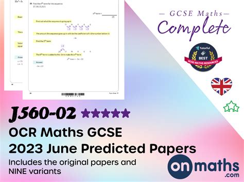 Summer 2023 Maths GCSE OCR Foundation ALL Predicted Papers Teaching