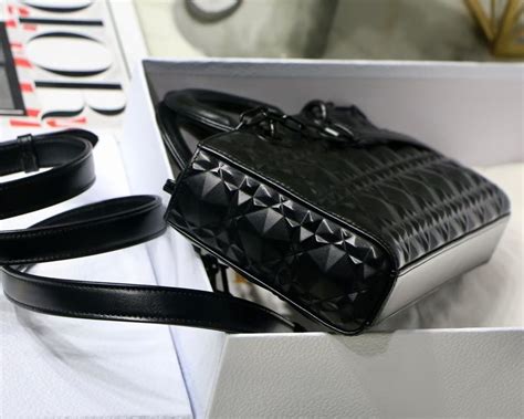 Replica Dior Lady D Joy Bag In Black Calfskin With Diamond Motif