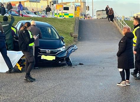 Car Plunges Down Embankment At Aberdeen Beach