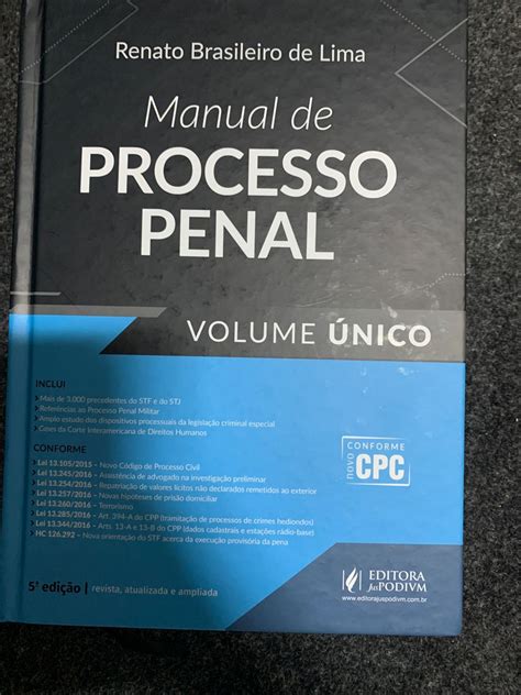 Manual de Processo Penal Volume Único Livro Editora Juspodivm Usado