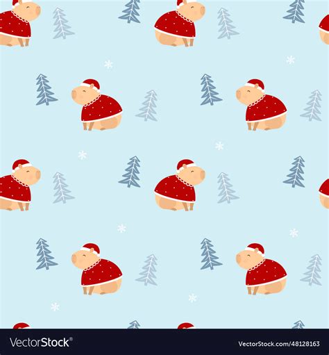 Capybara In Santa Claus Costume Christmas Vector Image