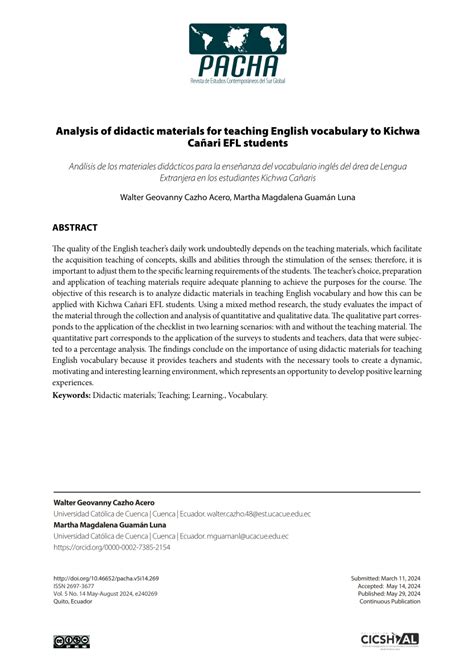 PDF Analysis Of Didactic Materials For Teaching English Vocabulary To