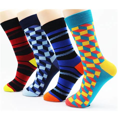 New winter men's funky cotton stripe colorful socks high quality mens dress socks fashion ...