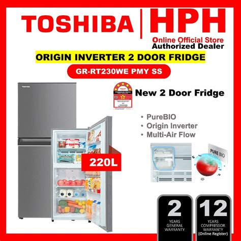 Toshiba 2 Door Inverter Fridge 5 STAR Refrigerator GR RT230WE GR