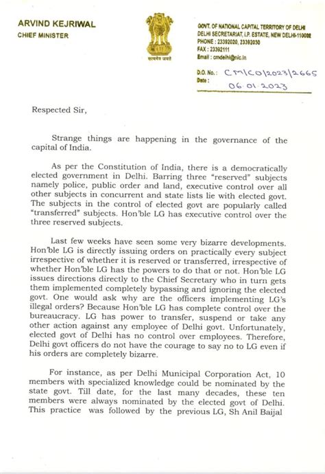 Arvind Kejriwal On Twitter My Letter To Honble Lg Pl Allow The