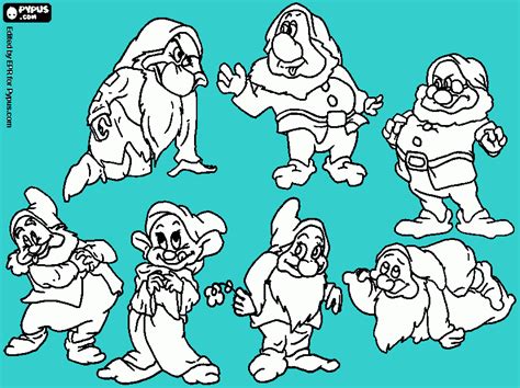 Seven Dwarfs Coloring Page Printable Seven Dwarfs