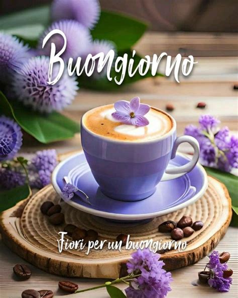 Good Morning Coffee With Purple Flowers