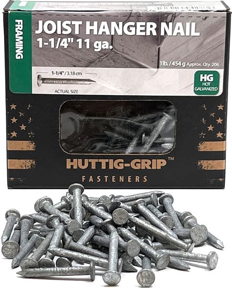 Amazon Huttig Grip 1 1 4 Inches Joist Hanger Nail 11 Gauge Hot Galvanized 1 Lb Pack Of 140