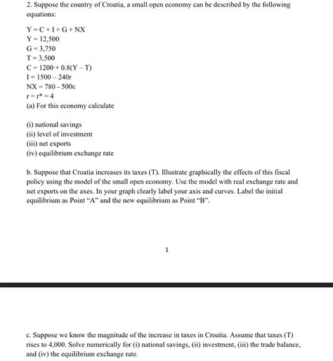 Solved Suppose The Country Of Croatia A Small Open Chegg