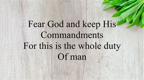 Ecclesiastes 1213 Fear God And Keep His Commandments Youtube