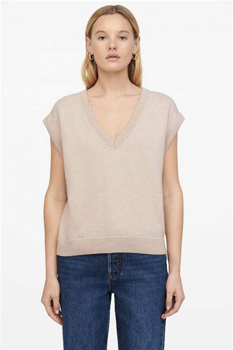 Anine Bing Cashmere Pullunder Fiona In Hellbeige Meliert Gruener At