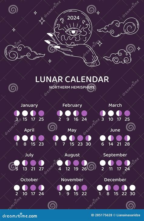 Lunar Calendar Template Vector Concept Stock Illustration