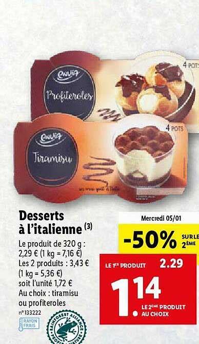 Promo Desserts à L italienne Envia chez Lidl iCatalogue fr