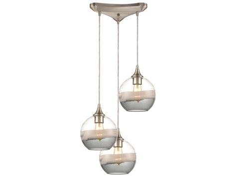 Elk Home Sutter Creek 12 3 Light Satin Nickel Clear Glass Globe Mini