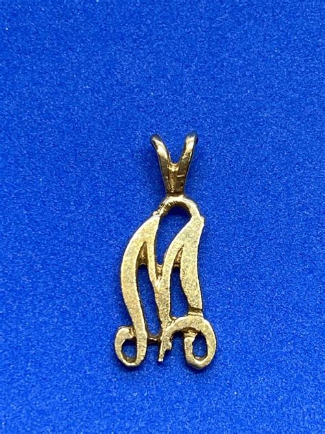 K Yellow Gold Letter M Charm Or Pendant Gem