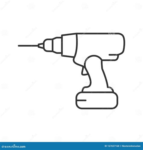 Cordless Drill Linear Icon Stock Illustration Illustration Of