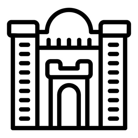 Vector De Contorno Del Icono Del Edificio De La Mezquita Ciudad De Bak