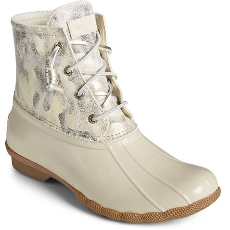 Sperry Womens Saltwater Leather Pac Boots Camo Ivory Elliottsboots