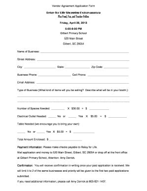 Fillable Online Gps Lexington Vendor Agreement Application Form Doc