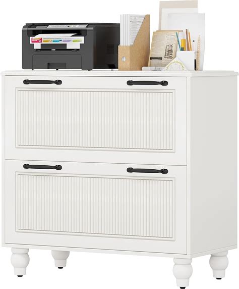 Tribesigns Drawer File Cabinet White Wood Lateral Filing Cabinet