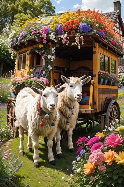 Premium Ai Image Two Goats Are Standing In Front Of A Bus With