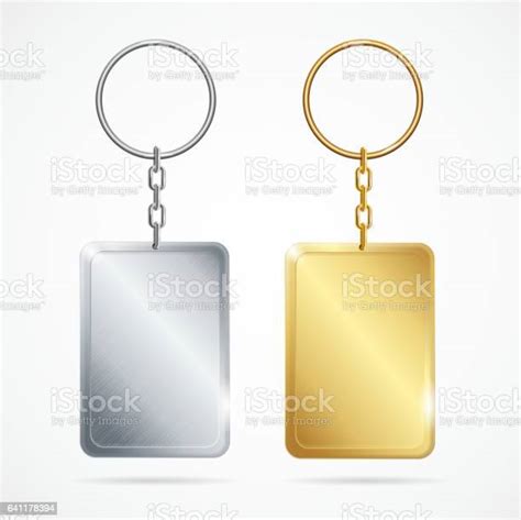 Realistic Metal Keychains Set Vector Stock Illustration Download