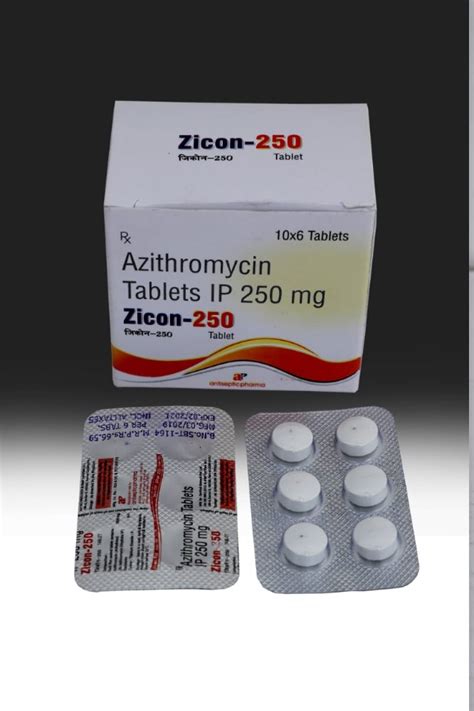 Azithromycin 250 Mg Tablets 6 X 10 Blister Zicon 250 Rs 185 Box