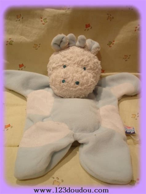 Doudou Vache Semi Plate Bleue Et Blanche Sucre D Orge Doudou