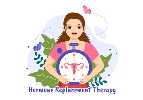 hrt o hormona reemplazo terapia acrónimo vector ilustración con