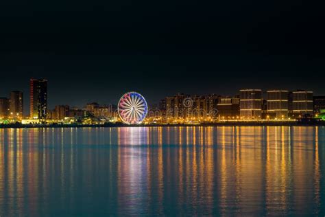 Night City Lights Are Reflected In The Water Stock Photo Image Of