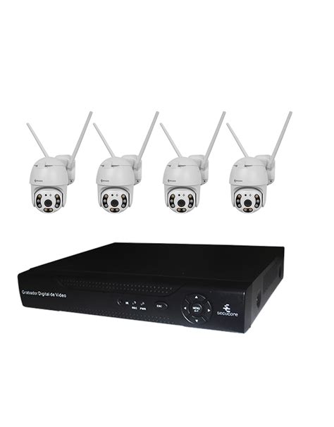 Kit0 4 Cámaras Wifi Inalámbricas Visión Nocturna Secucore Blanca dvr