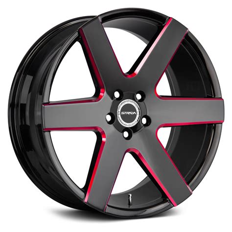 Strada® Coda Wheels Gloss Black With Candy Red Milled Accents Rims