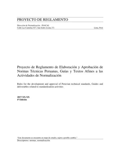 Proyecto De Reglamento De Elaboración Y Aprobación De Normas Técnicas